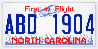 NC license plate ABD1904