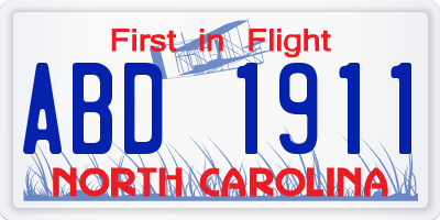 NC license plate ABD1911