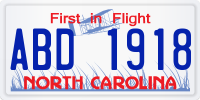 NC license plate ABD1918