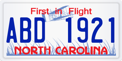 NC license plate ABD1921