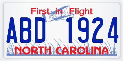 NC license plate ABD1924