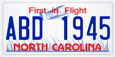 NC license plate ABD1945