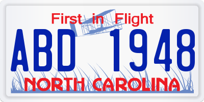 NC license plate ABD1948