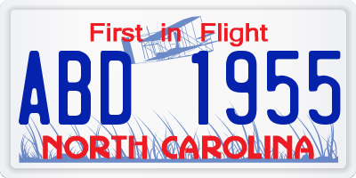 NC license plate ABD1955