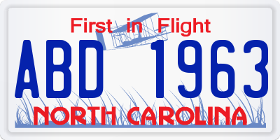 NC license plate ABD1963