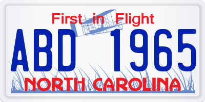 NC license plate ABD1965