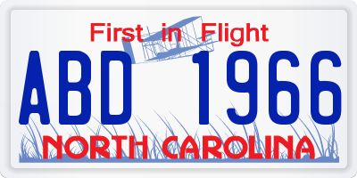 NC license plate ABD1966