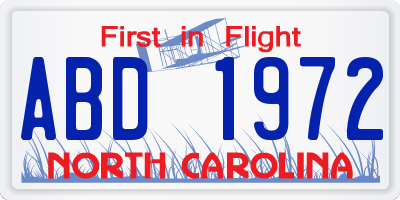 NC license plate ABD1972
