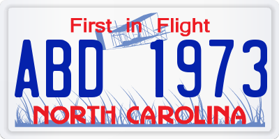 NC license plate ABD1973