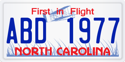 NC license plate ABD1977