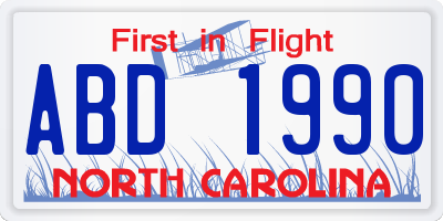 NC license plate ABD1990