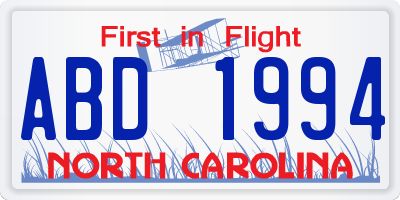 NC license plate ABD1994