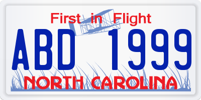 NC license plate ABD1999