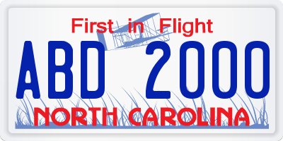 NC license plate ABD2000