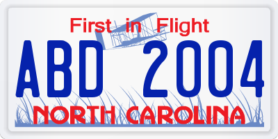 NC license plate ABD2004