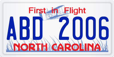 NC license plate ABD2006