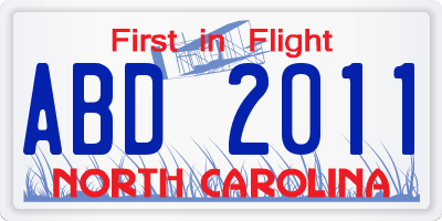 NC license plate ABD2011