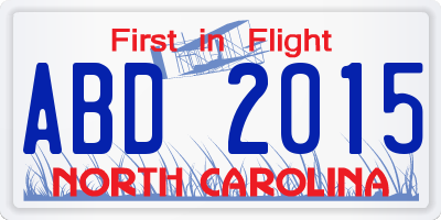NC license plate ABD2015