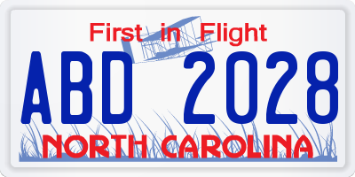NC license plate ABD2028
