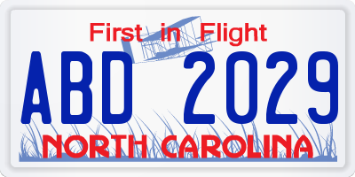 NC license plate ABD2029