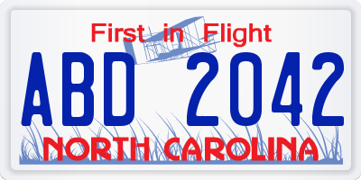 NC license plate ABD2042