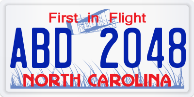 NC license plate ABD2048