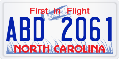 NC license plate ABD2061