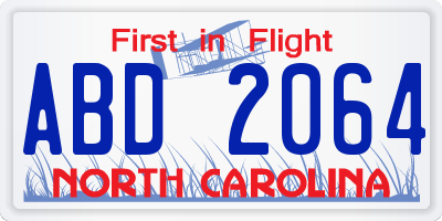 NC license plate ABD2064