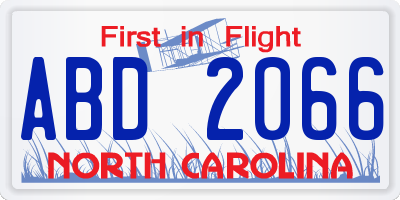NC license plate ABD2066