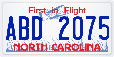 NC license plate ABD2075