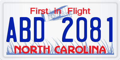 NC license plate ABD2081