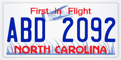 NC license plate ABD2092