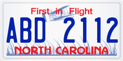NC license plate ABD2112