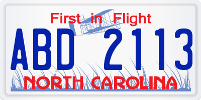 NC license plate ABD2113