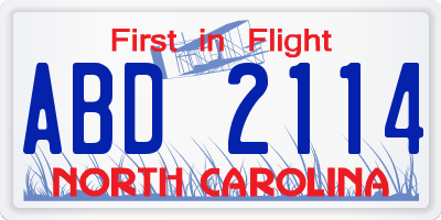 NC license plate ABD2114