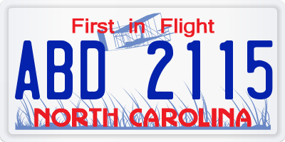NC license plate ABD2115