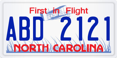 NC license plate ABD2121