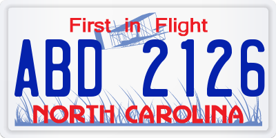 NC license plate ABD2126