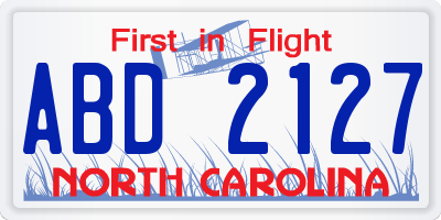 NC license plate ABD2127