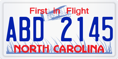 NC license plate ABD2145