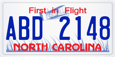 NC license plate ABD2148