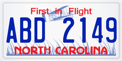 NC license plate ABD2149