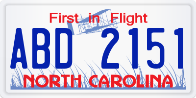 NC license plate ABD2151
