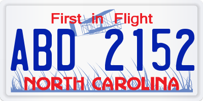 NC license plate ABD2152