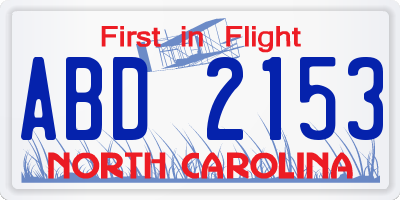 NC license plate ABD2153