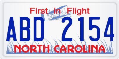 NC license plate ABD2154
