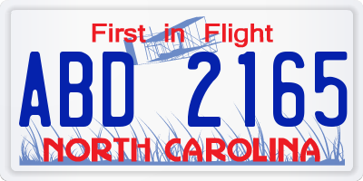 NC license plate ABD2165