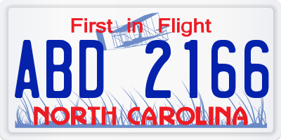 NC license plate ABD2166