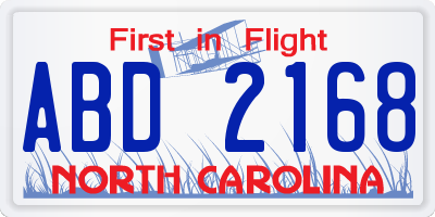 NC license plate ABD2168