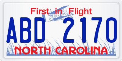 NC license plate ABD2170